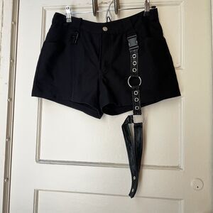 Listen Flavor Shorts Sz L Black Harness Belt Punk Grunge Kawaii Goth Witchy Rave